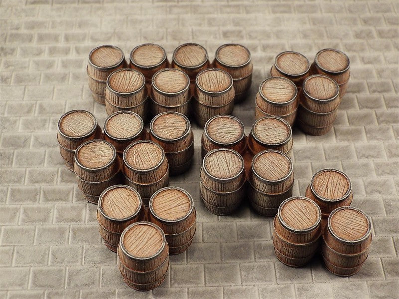 Assorted Clusters of Small Wooden Barrels (resin)